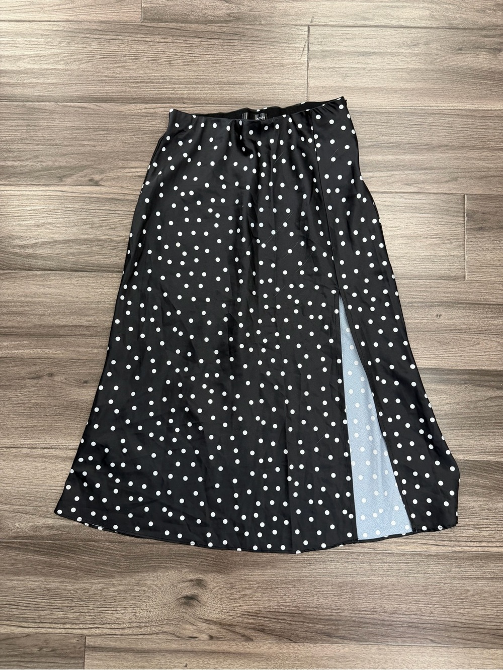 Aqua Black and White Polka Dot Midi Skirt